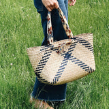 Seagrass Basket with Cotton Handle in Blue