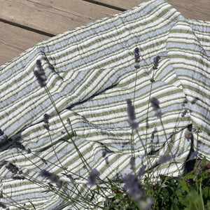 Green White & Beige Stripe Quilt