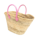 Pink Leather Handled Basket