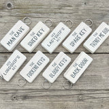 Wooden Wordy Keyring in White