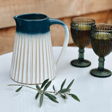 Blue Ombre Ceramic Ribbed Jug