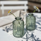 Vintage Green Ribbed Glass Bottle