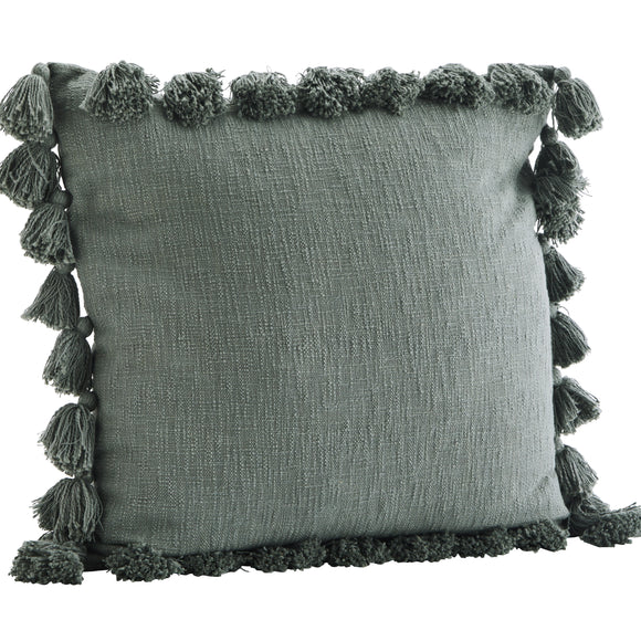 Teal Large Textured Tassel Cushion