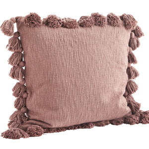 Dusky Pink Large Textured Tassel Cushion