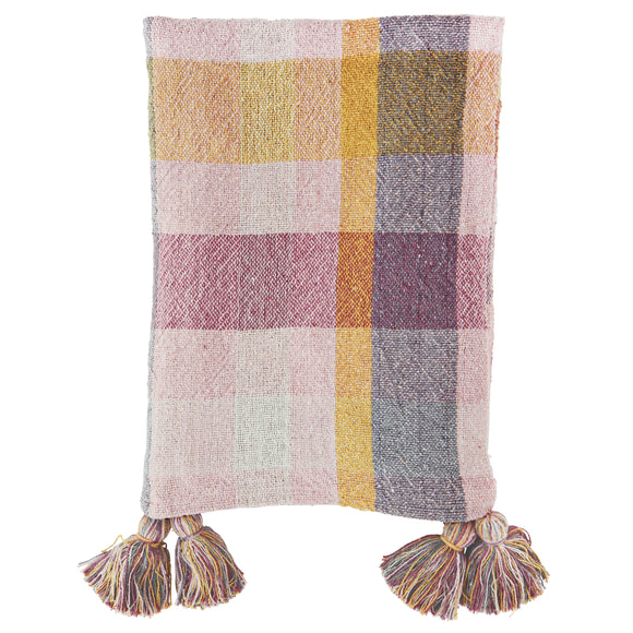 Recycled Cotton Checked Throw