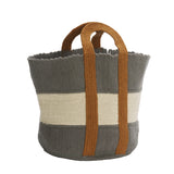 Grey & Off White Striped Cotton Bag