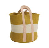 Mustard & Pink Striped Cotton Bag