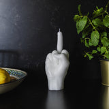 Middle Finger Candle in White