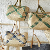 Seagrass Basket with Cotton Handle in Blue