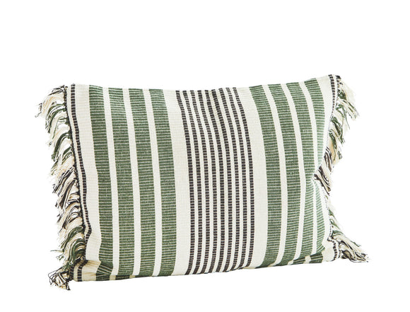 Large Textured Stripe Cushion in Green