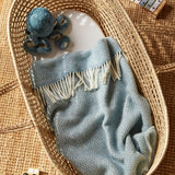 Pure New Wool Beehive Pram Blanket - Petrol Blue