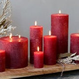 Rustic Pillar Candles in Red