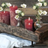 Rustic Pillar Candles in Red