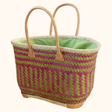 Handwoven Lime and Pink Shopper