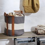 Grey & Off White Striped Cotton Bag