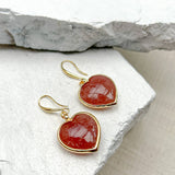 Strawberry Quartz Puff Heart Earrings