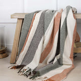 Fine Weave Pure New Wool Throw in Woodland Stripe