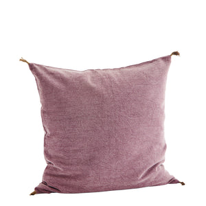 Washed Cotton Cushion in Plum