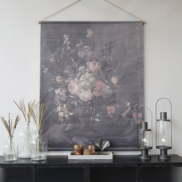 Faded Floral Canvas Wallhanging - Large