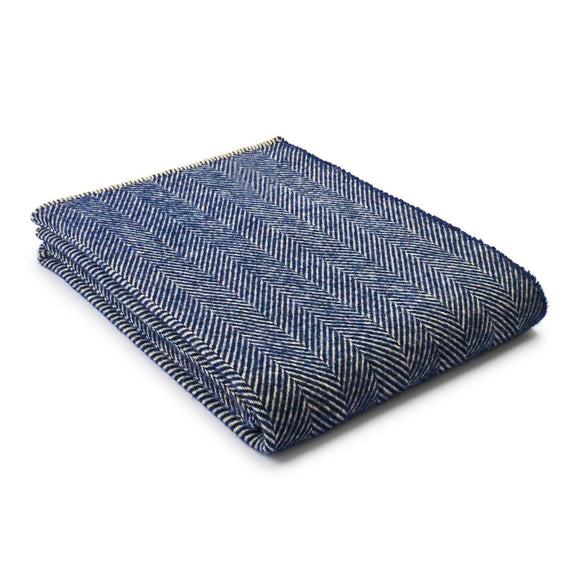 Herringbone Blanket Stitch Throw in Navy