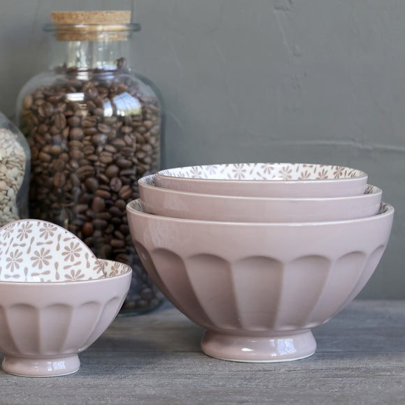 Fluted Bowls in Pink