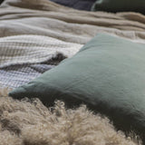 Forest Green Linen Square Cushion
