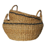Charcoal Stripe Basket Large