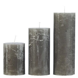 Rustic Pillar Candles in Grey