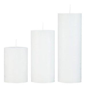 Rustic Pillar Candles in White