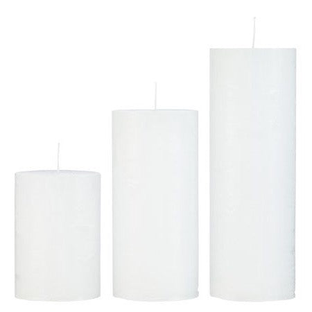 Rustic Pillar Candles in White