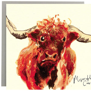Miserable Cow Greetings Card