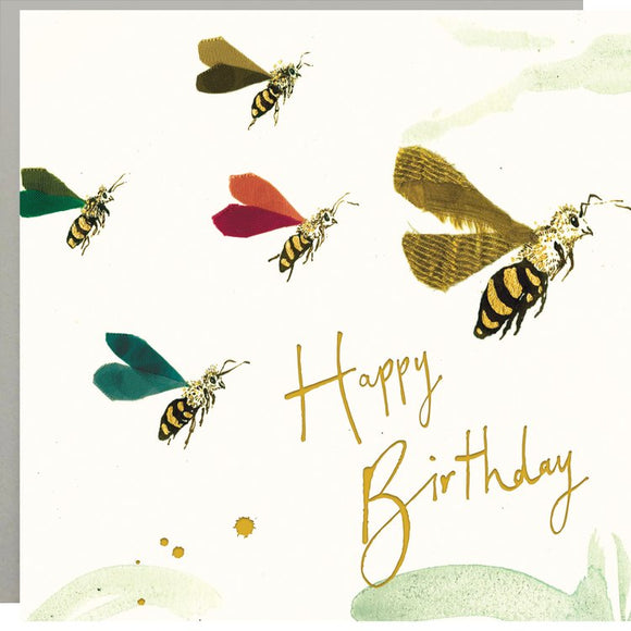 Happy Birthday Gold Bees Card