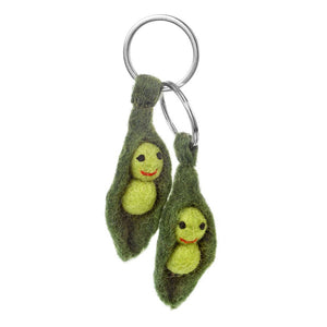Handmade Felt Peas Keyring Set