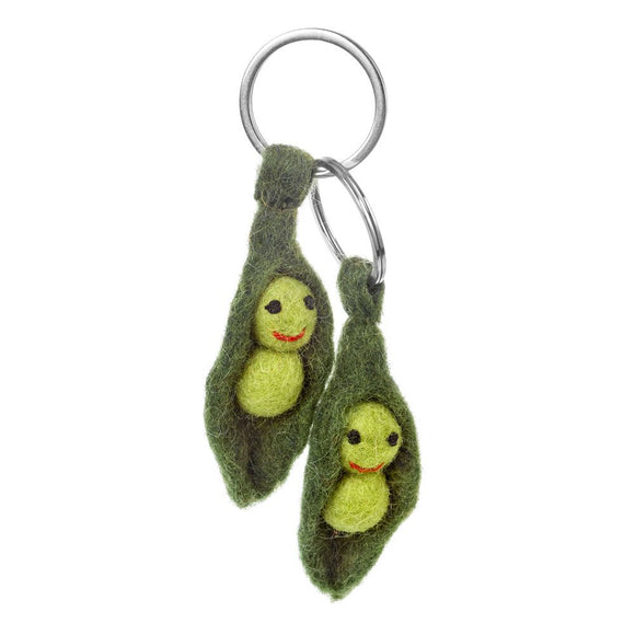 Handmade Felt Peas Keyring Set