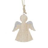 Wooden Sparkle Angel Tree Decoration