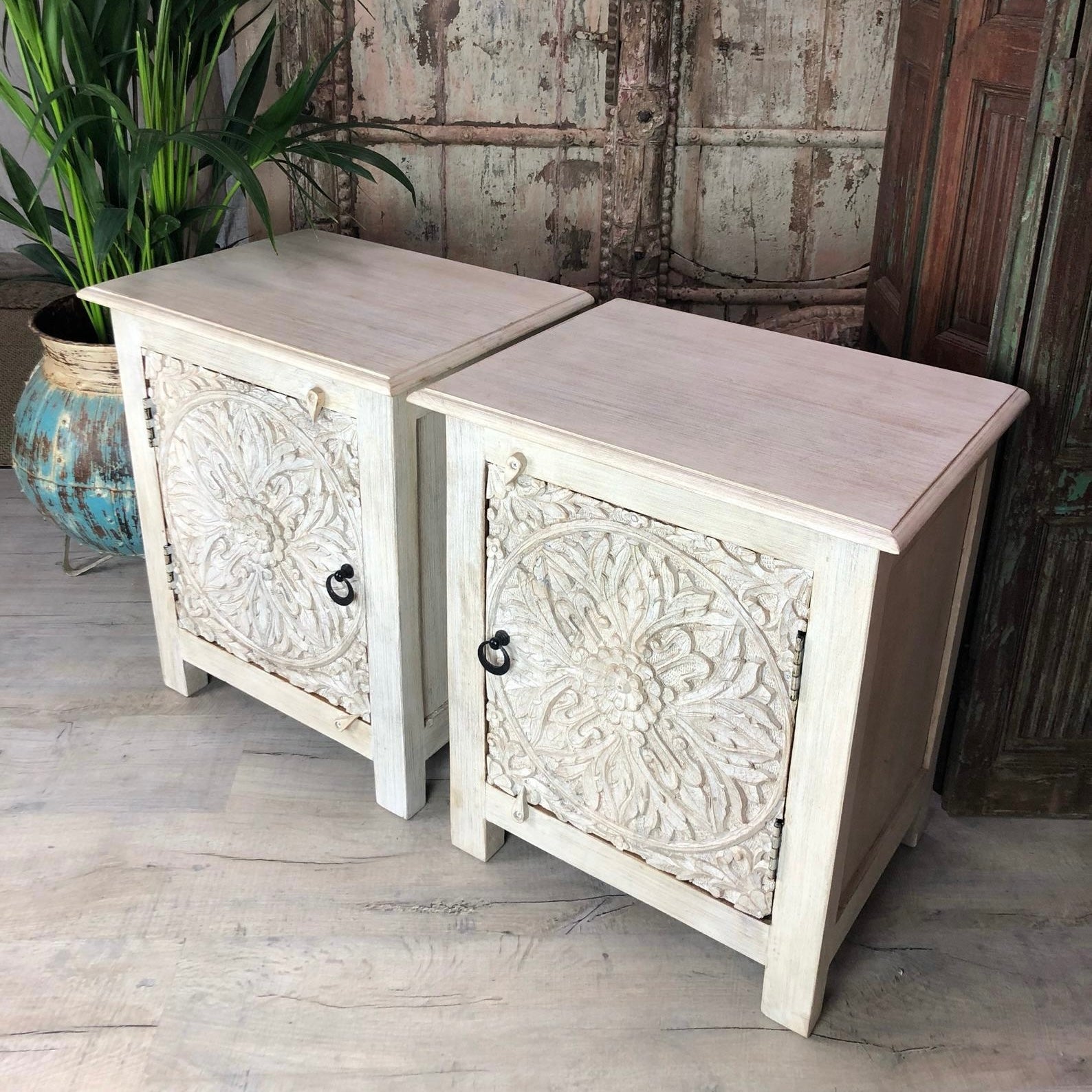 Carved discount bedside table