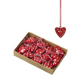Set of 12 Red Metal Heart Decorations