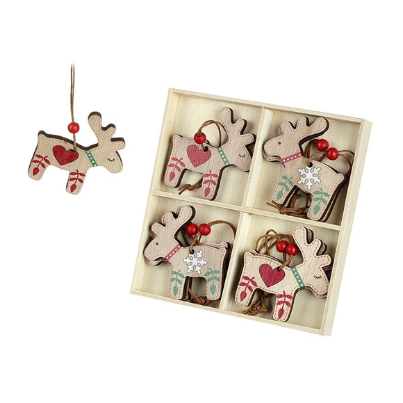 Set of 8 Wooden Reindeer