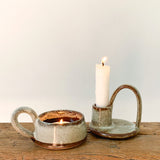 Handmade Ceramic Candle Holder in Tawny