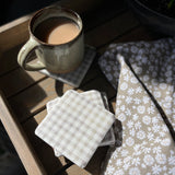Pack of Four Taupe Gingham Coasters