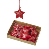 Set of 12 Red Metal Star Decorations