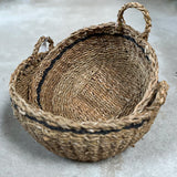 Charcoal Stripe Basket Large
