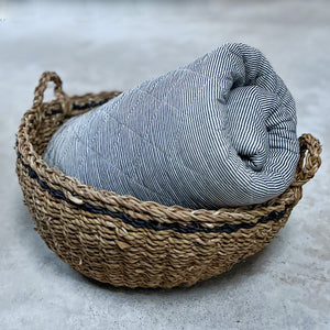 Charcoal Stripe Basket Large