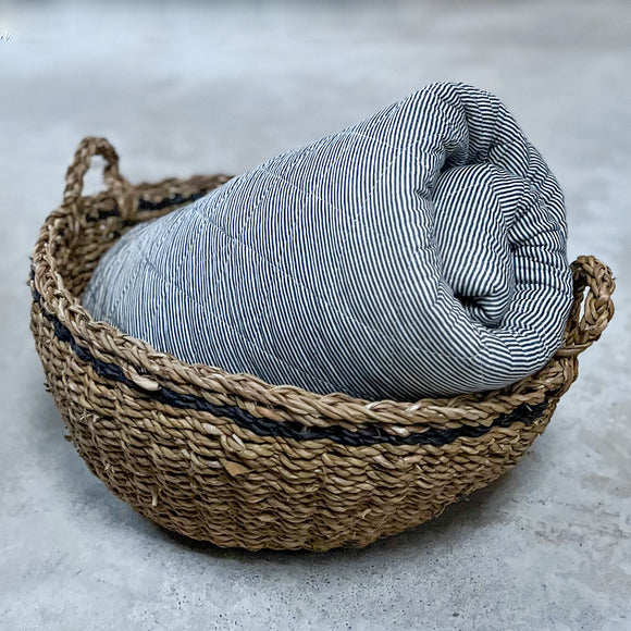 Charcoal Stripe Basket Large