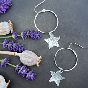 Hoop Earrings with Large Star Charm
