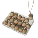 18 Wooden Acorn Head Tree Decorations