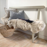 Midi sheepskin rug in Oyster, a warm, pale oatmeal colour