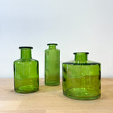 Tall Ribbed Glass Bottle - Emerald Green