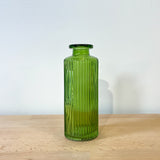 Tall Ribbed Glass Bottle - Emerald Green