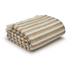 Pure New Wool Throw in Narrow Rainbow Stripe